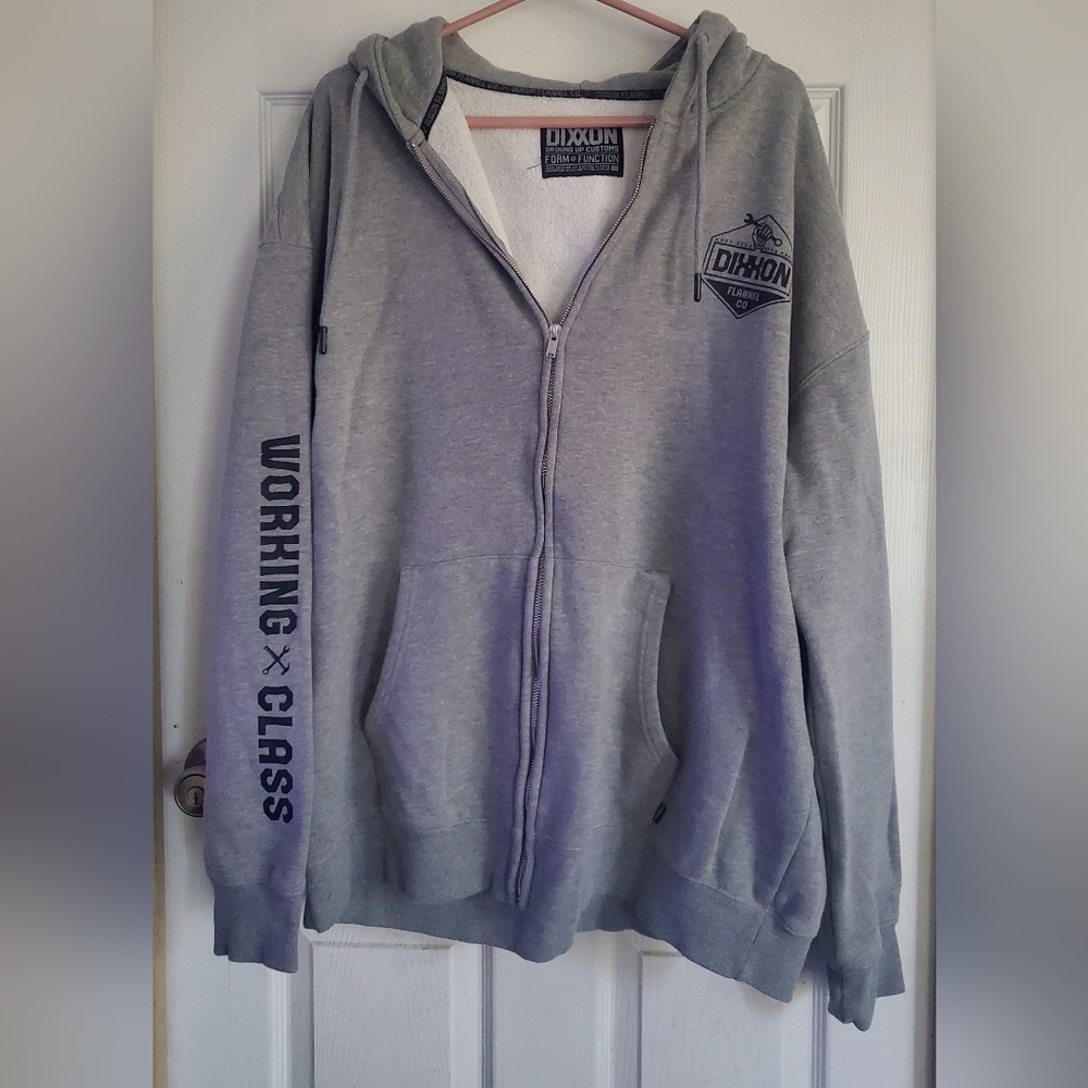 DIXXON Black and Gray Full Zip Up Hoodie, Size 2X